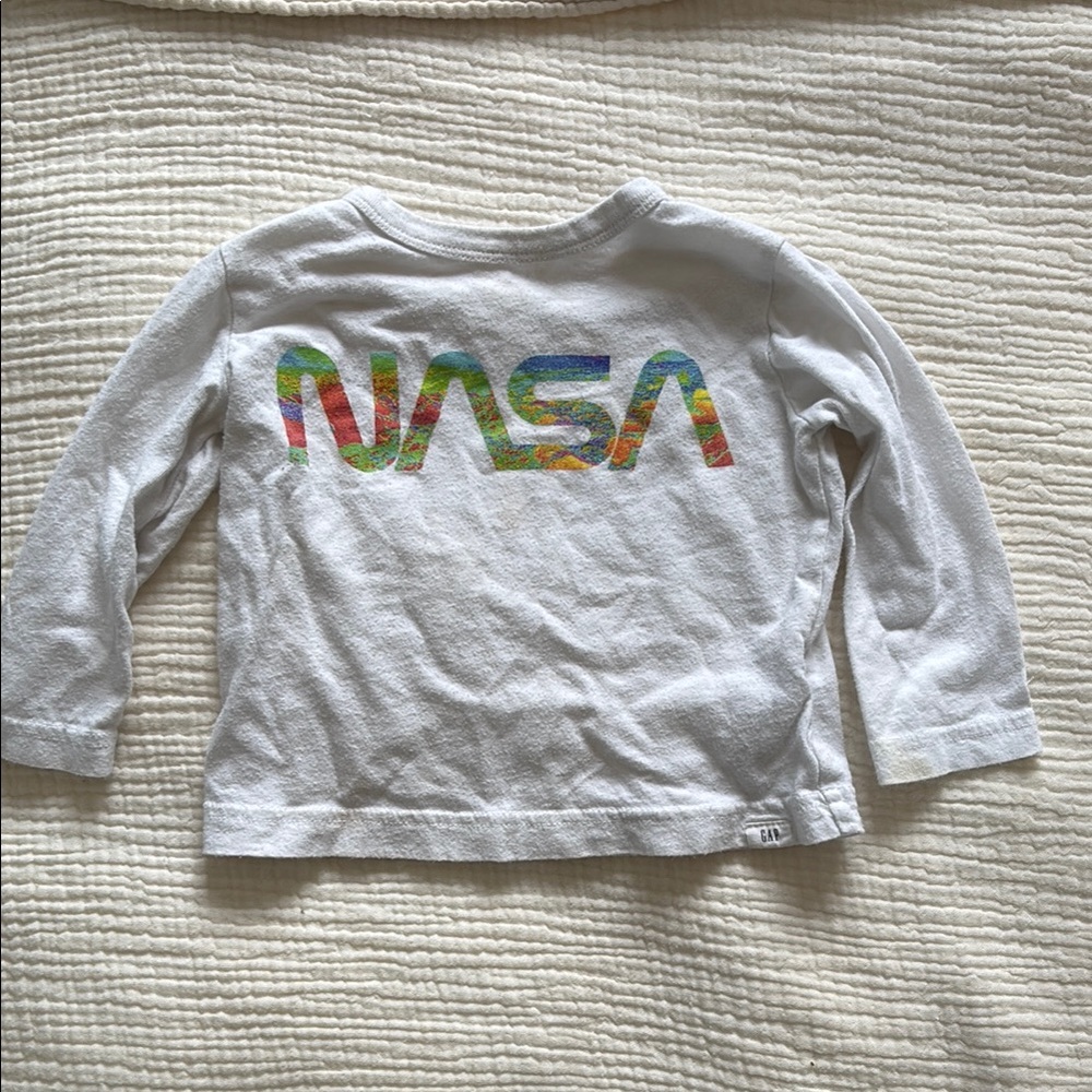 Kids White Long Sleeve NASA Shirt